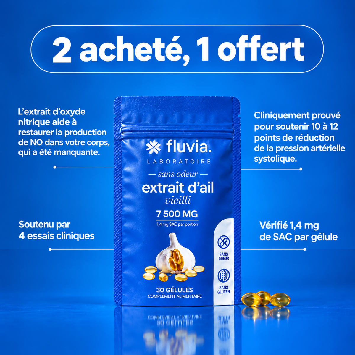 Extrait d'ail vieilli inodore — 7 500 mg, 1,4 mg de SAC